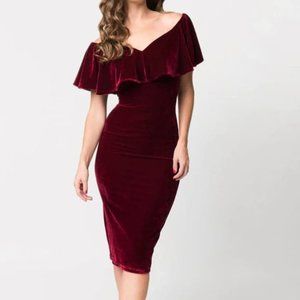 Unique Vintage Red Velvet Wiggle Dress